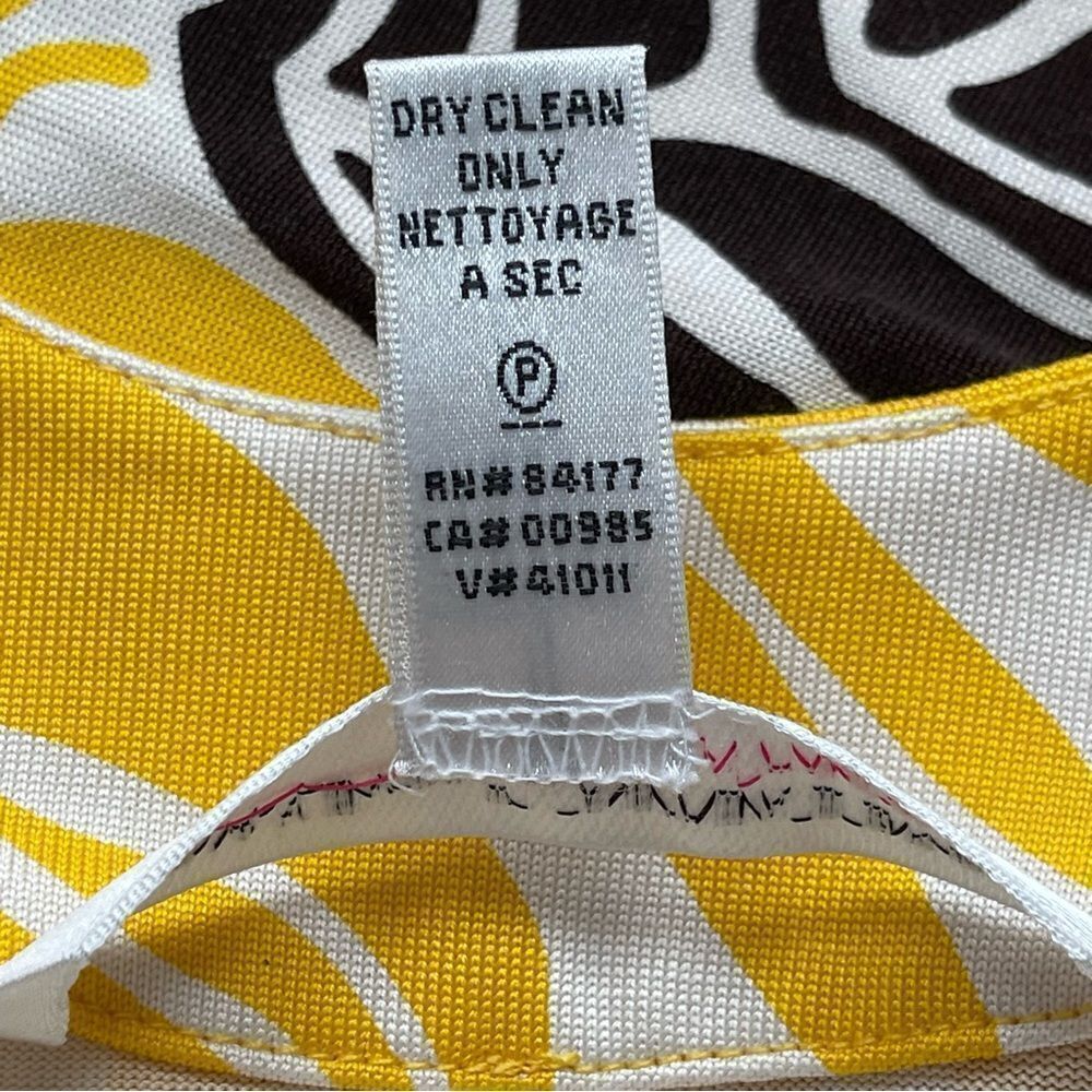 Diane Von Furstenberg Vintage Yellow Scoop Neck Floral Silk Dress Sz 0 - Picture 8 of 15